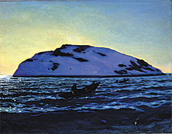 Fig. 2: Rockwell Kent (1882–1971), Afternoon on the Sea, Monhegan, 1907. Oil on canvas, 34 x 44 inches. Fine Arts Museums of San Francisco. Museum purchase, Richard B. Gump Trust Fund, Katherine Hayes Trust Fund, Art Trust Fund, and Unrestricted Art Acquisition Endowment Income Fund, and partial gift in memory of Mr. and Mrs. Langdon W. Post, 1994.107.
