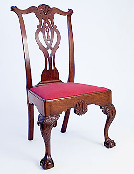 Philadelphia Mahogany Chippendale Side Chair. Courtesy of H.L. Chalfant Antiques, West Chester, PA; Exhibiting at the Philadelphia Antiques Show.