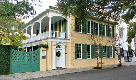Fig. 6: The Thomas Rose House, ca. 1735, is a rare survivor of the great fire of 1740, which decimated most of the original buildings in the old walled city. This residence features its original interior layout, though the exterior was modified at the turn of the nineteenth century. Owned by a family that has played an important role in the preservation of Charleston since the formation of HCF in 1947, the preservation story of this property is quite incredible and it reveals the philanthropic spirit that permeates Charleston. The Thomas Rose House will soon be gifted to the foundation with significant exterior and interior easements to ensure that the residence and its garden are protected in perpetuity. Photography by Rick McKee; inset by Carrie Naas.