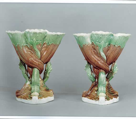 Pair of Dolphin Vases