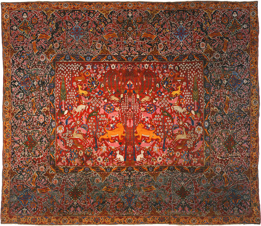 Antique Oriental Agra Carpet