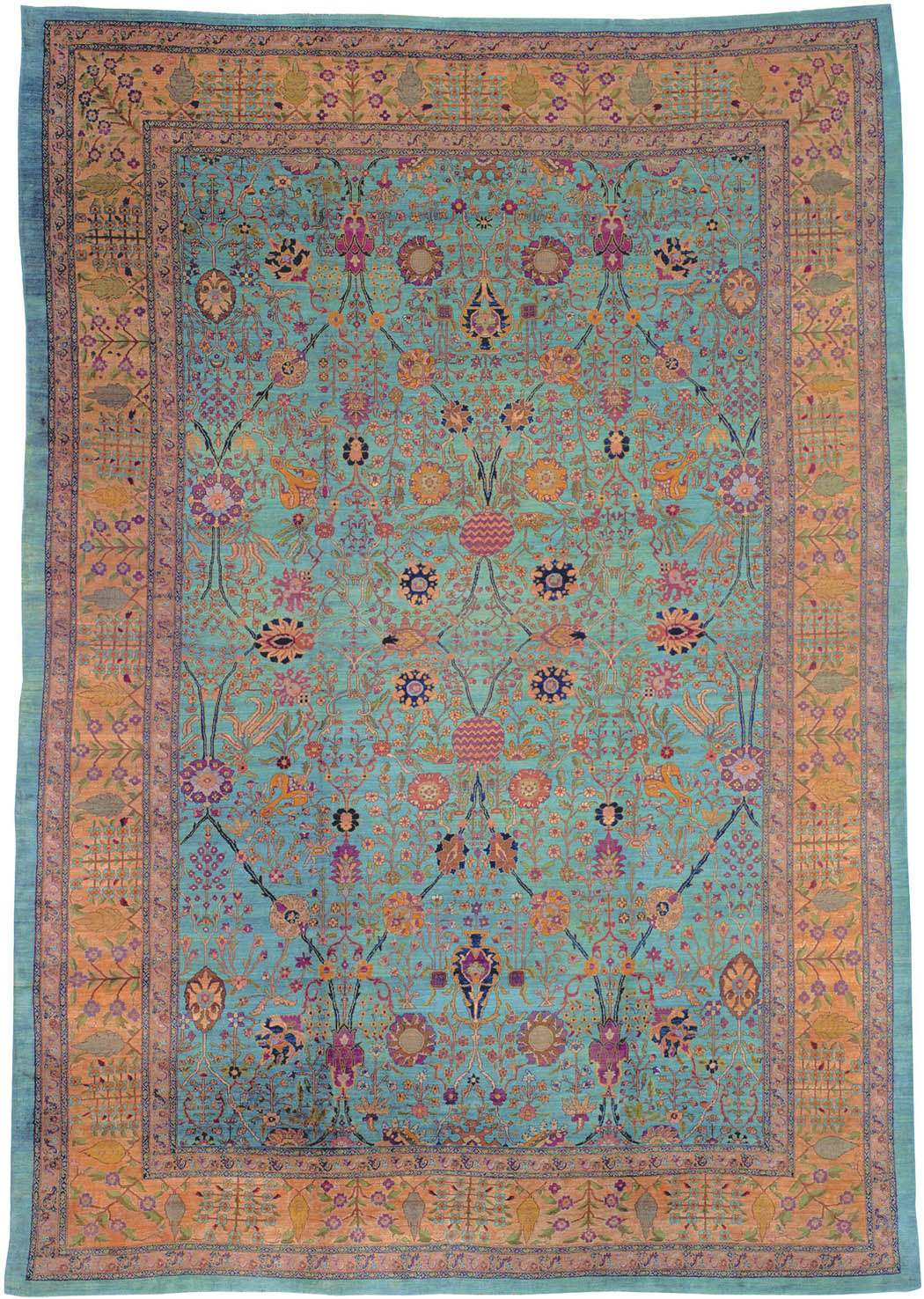 Antique Oriental Agra Carpet