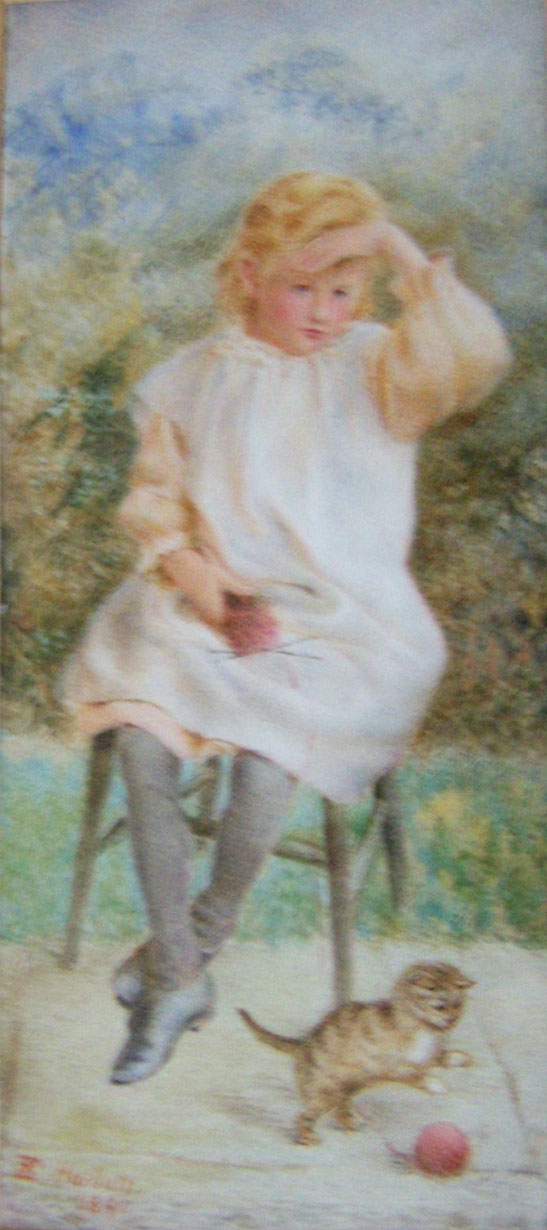 Girl With Kitten By Elizabeth C Harbutt, c. 1891