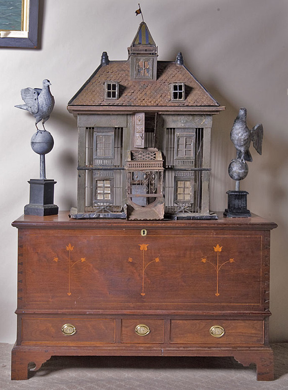 Walnut Inlaid Decorated Chippendale Chest