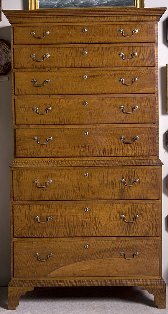 Tiger Maple Chest on Chest