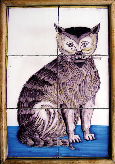 Polychrome Tile Picture of a Cat