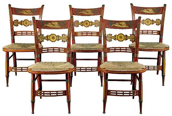 Superb Set of Five Sheraton Fancy Chairs