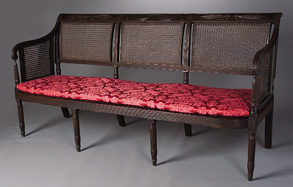 Mahogany Caned Seat Sofa