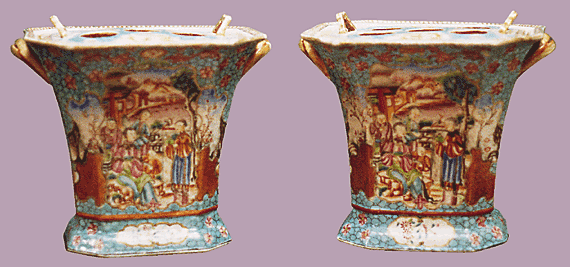 Pair of Chinese Export Famille Rose Boughpots