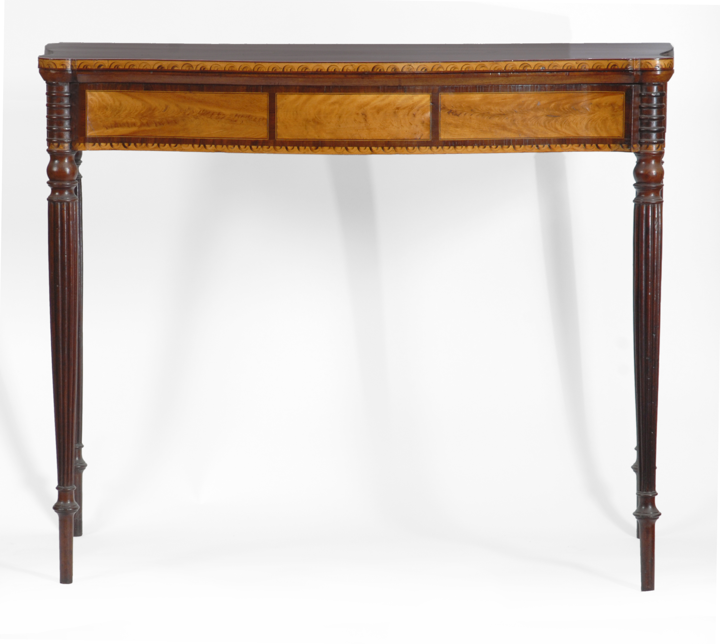 A terrific Hepplewhite mahogany games table, by John and Thomas Seymour, Boston, Massachusetts, circa 1810.