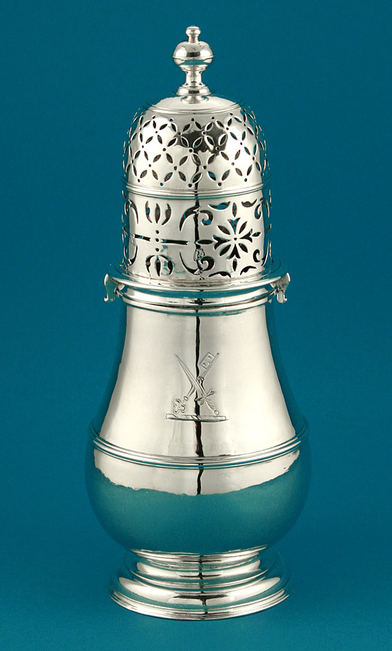 Queen Anne Britannia Silver Sugar Caster, Charles Adam, 1709