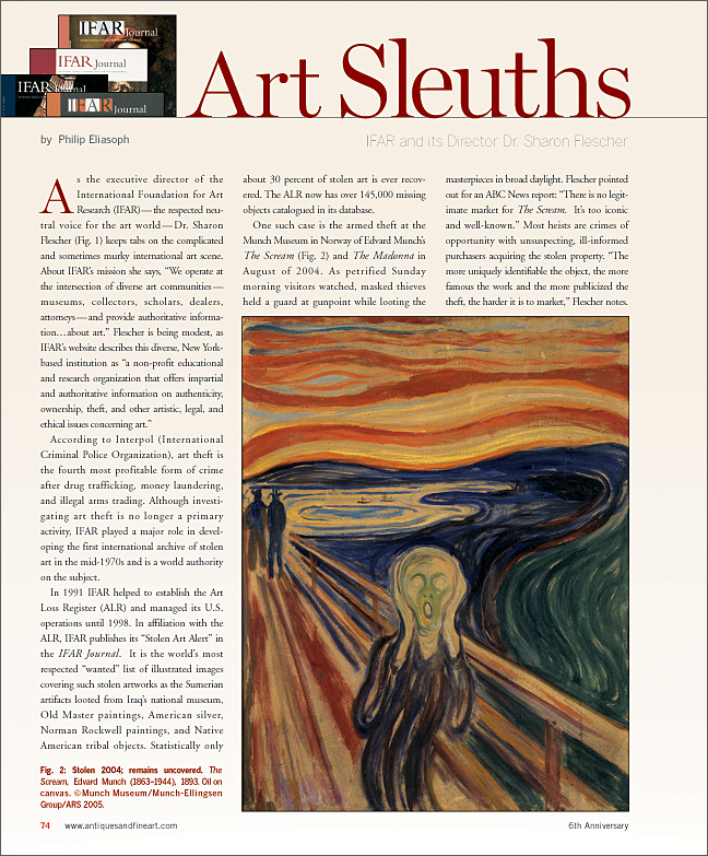 Art Sleuths: IFAR and its Director Dr. Sharon Flescher by Philip Eliasoph