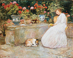 Fig. 2: Childe Hassam (1859–1935) Reading, 1888. Oil on panel, 20-1/2 x 24-1/2 inches. Courtesy, Hunter Museum of American Art, Chattanooga, Tenn., Gift of Mr. and Mrs. R. B. Davenport III.