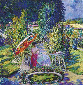Fig. 7: Frederick Carl Frieseke (1874–1939) The Garden Umbrella, ca. 1910. Oil on canvas, 32-5?16 x 32-5?16 inches. Courtesy, Telfair Museum of Art, Savannah, Ga. Bequest of Elizabeth Millar (Mrs. Bernice Frost) Bullard.