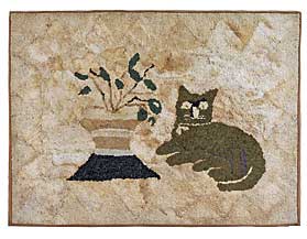 This cat hooked rug was an early purchase.  Pennsylvania, nineteenth century.