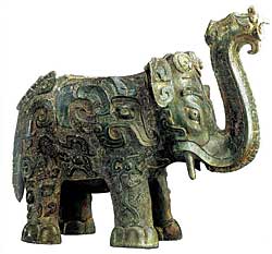 Elephant-shaped Zun Vessel 1975 Late Shang period, 12th–11th century BCE Unearthed in 1975 at Shixingshan, Liling Bronze. H. 8.97, W 10.43 in Courtesy, Hunan Provincial Museum   
