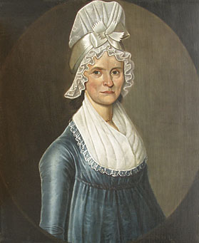 Fig. 4: William Jennys (1774–1859), Woman in a Blue Dress, ca. 1800. Oil on canvas, 30 x 25 inches. Private collection.  