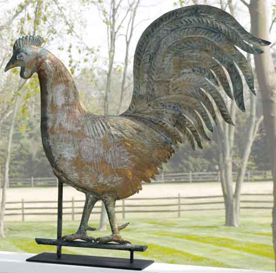 Copper, Full-Bodied Rooster Weathervane