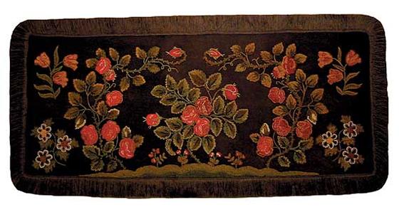 Rare Embroidered and Tufted Hearth Rug