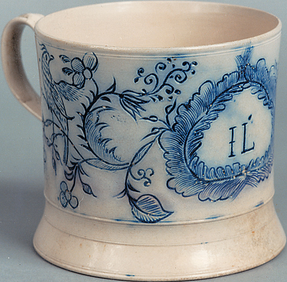 English Salt-Glaze Scratch Blue Large Mug
