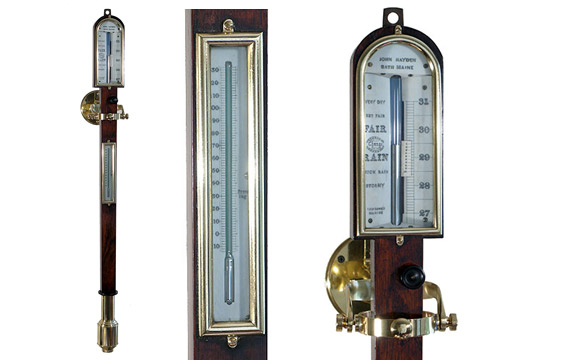 19th century American ship's barometer signed John Hayden, Bath, Maine