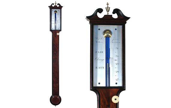 George III Period mahogany stick barometer by W & S Jones, London