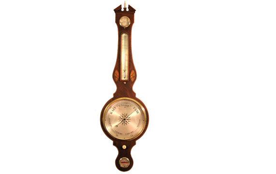 Mid-Regency Period Mahogany ten-inch dial barometer with inlays, by Charles Ganna, London