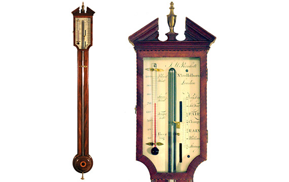 Late Georgian period shaped door stick barometer by John Merry Ronketi