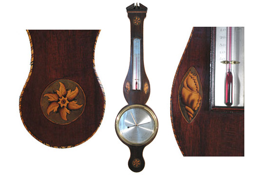 Late Georgian Period eight inch mahogany dial barometer by Joseph Gafurio, Chester