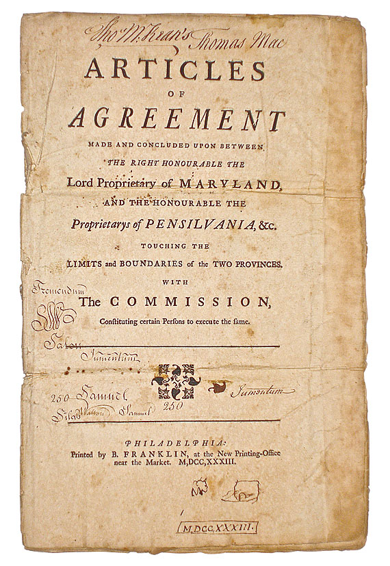 Articles of Agreement Printed by Benjamin Franklin