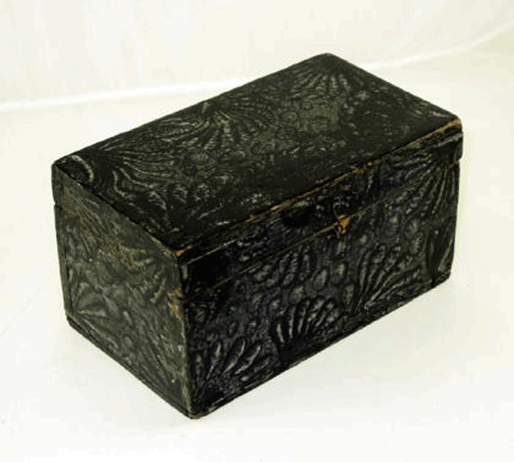 Miniature Sponge Decorated Painted Flat Top Document Box
