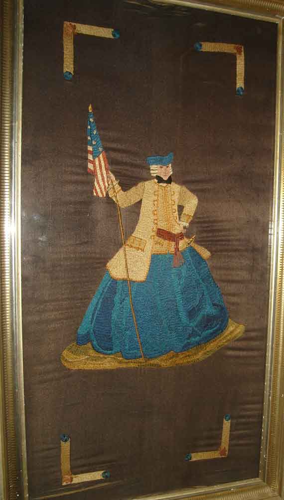 American crewelwork depicting George Washington as a Mason.
