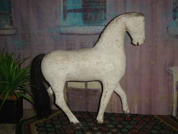 Hand carved Swedish Horse with white paint