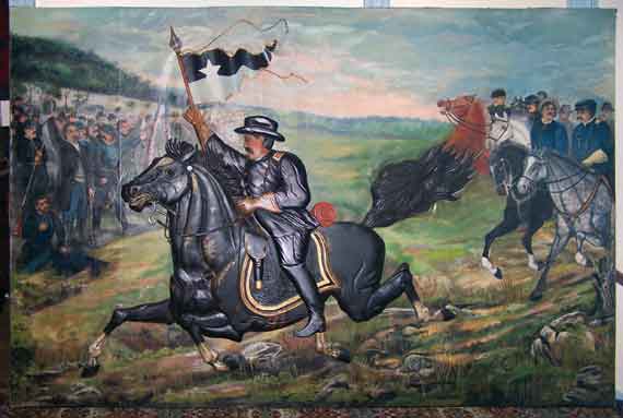 Monumental Mural & Wood Carving of General Sheridan's Calvary Charge Near Winchester, Va.