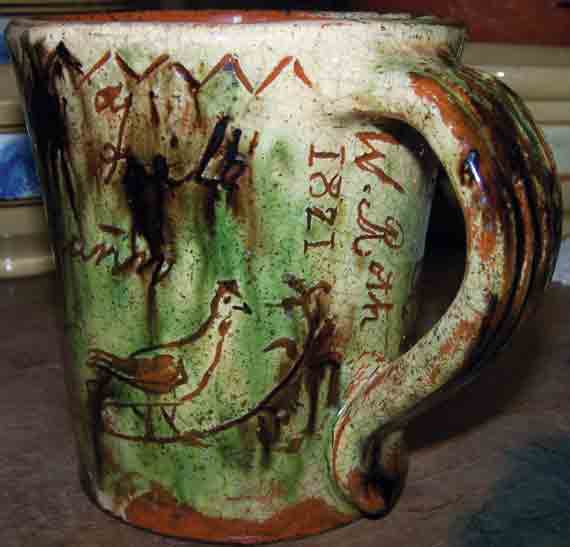 Rare Pa. Sgraffito Decorated Mug