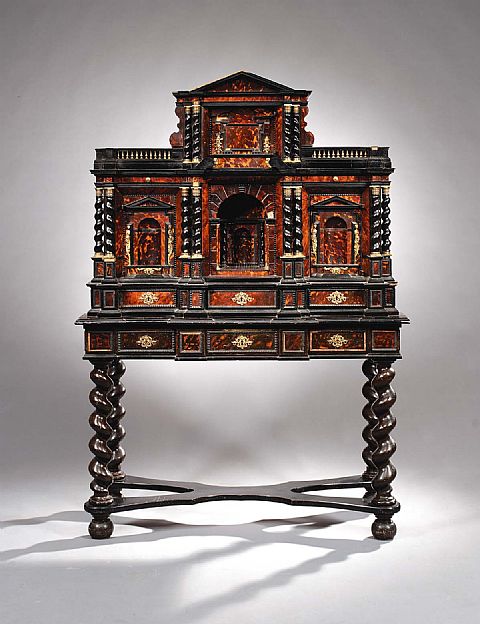 A Flemish Tortoiseshell Collectors Cabinet of Architectural Form