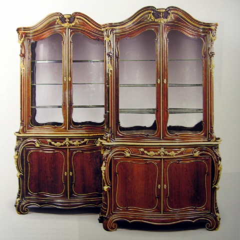 A Pair of Napoleon III Ormolu-Mounted Rosewood Vitrine-Cabinets