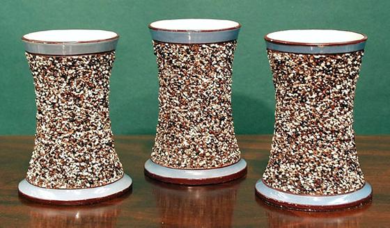 Set of Three English Pottery Pebbled Vases