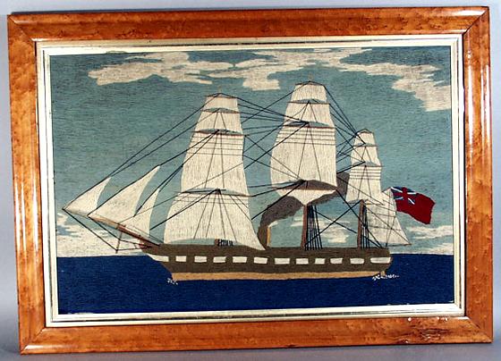 Sailor's Woolwork Picture of a British Warship