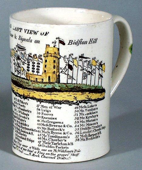 Liverpool Printed Creamware Signal Mug