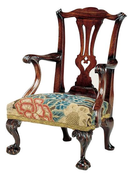 Miniature Carved Walnut Armchair