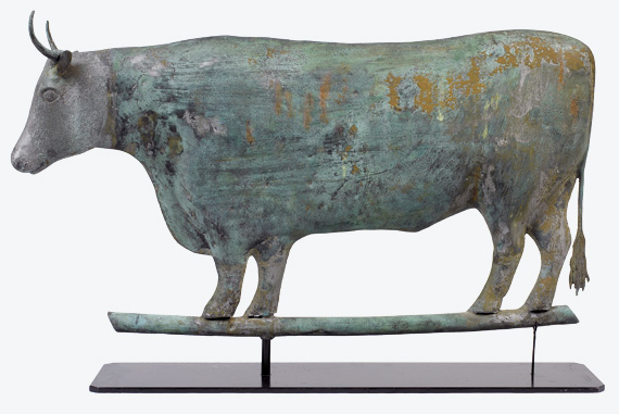 Small Sized Bull Weathervane, Full-Bodied Copper with a Zinc Head