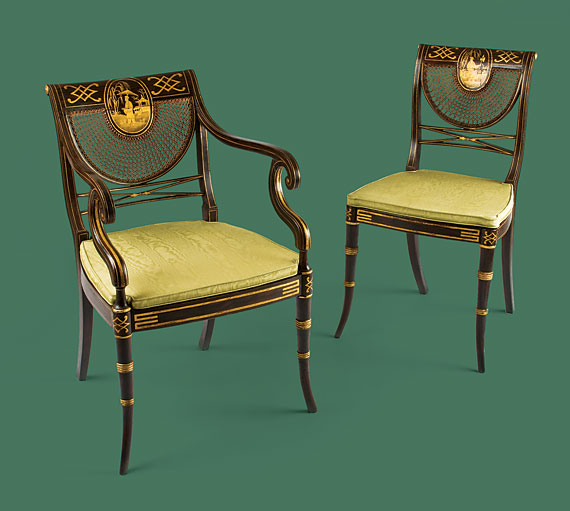 Set of Regency Chinoiserie Decorated Chairs