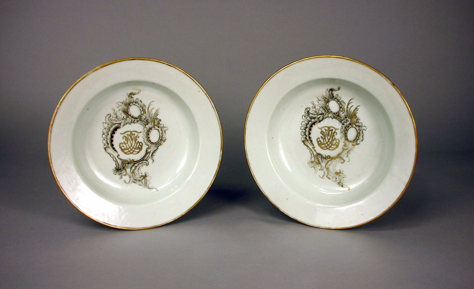 Pair of Chinese Export soup bowls