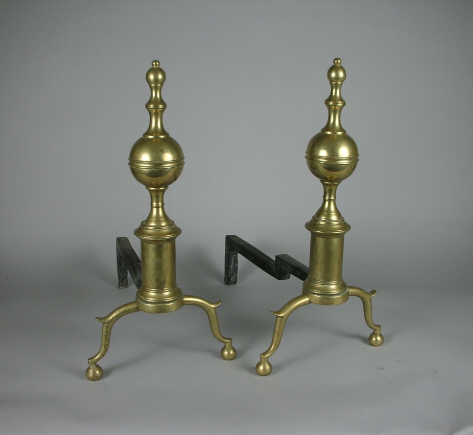 Pair of New York andirons, signed 