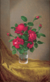 Crimson Roses in a Glass