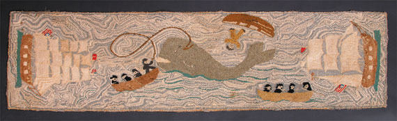 Nantucket Whaling Scene Hooked Rug