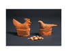 Hen and Rooster on Nests