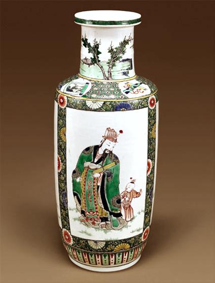Famille Verte Porcelain Rouleau Vase