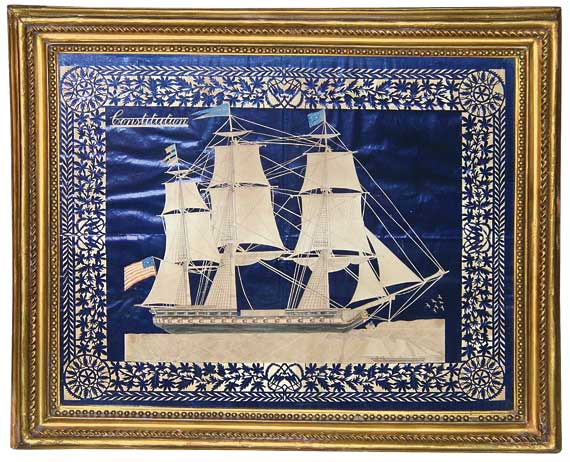 EXTREMELY RARE CUT OUT PAINTING OF THE U.S.S. CONSTITUTION